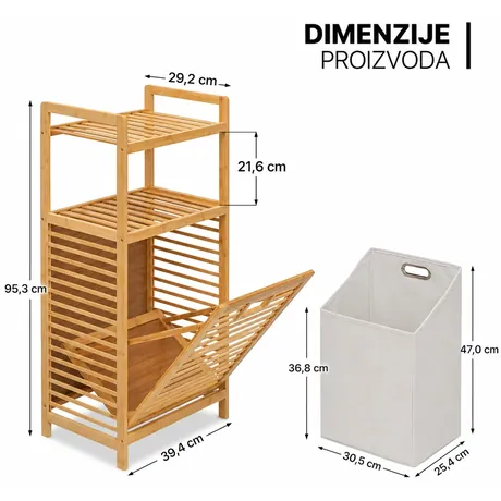 BAMBOO | korpa za veš sa policama od bambusa — slika 4 — slika 4
