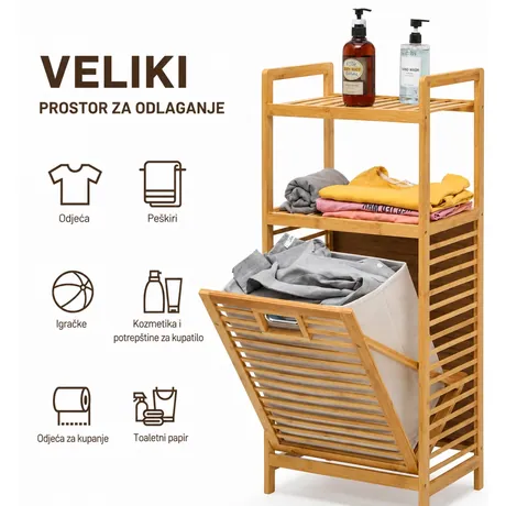 BAMBOO | korpa za veš sa policama od bambusa — slika 5 — slika 5