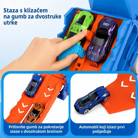 TREX | dinosaur kamion transporter sa stazom i 12 metalnih autića — slika 3 — slika 3