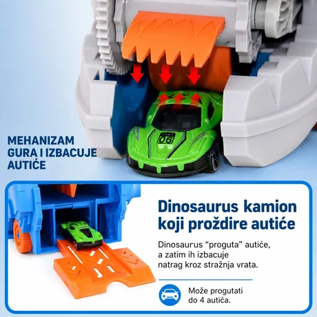 TREX | dinosaur kamion transporter sa stazom i 12 metalnih autića — slika 4 — slika 4