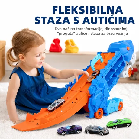 TREX | dinosaur kamion transporter sa stazom i 12 metalnih autića — slika 5 — slika 5